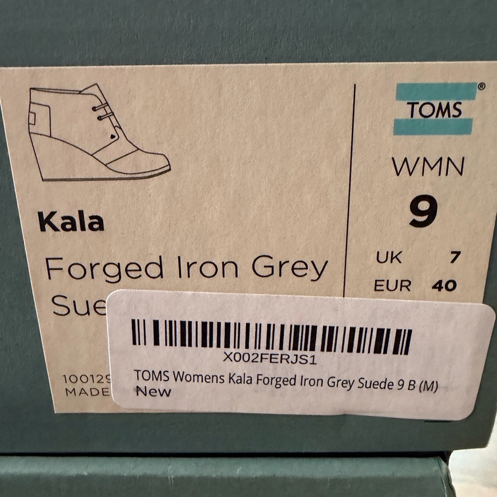 TOMS Women's Kala Grey Suede Wedges